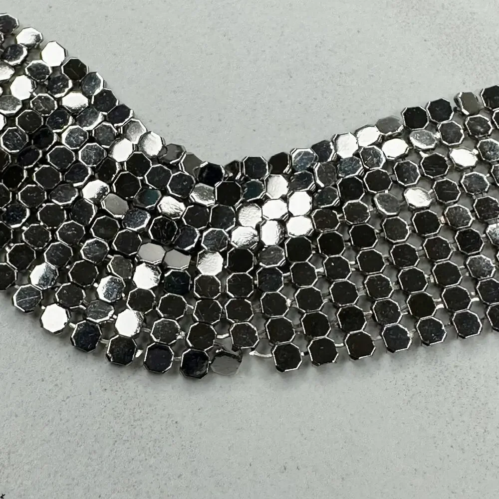 Metal Mesh Silver Tone Chain Belt Large L XL ✨